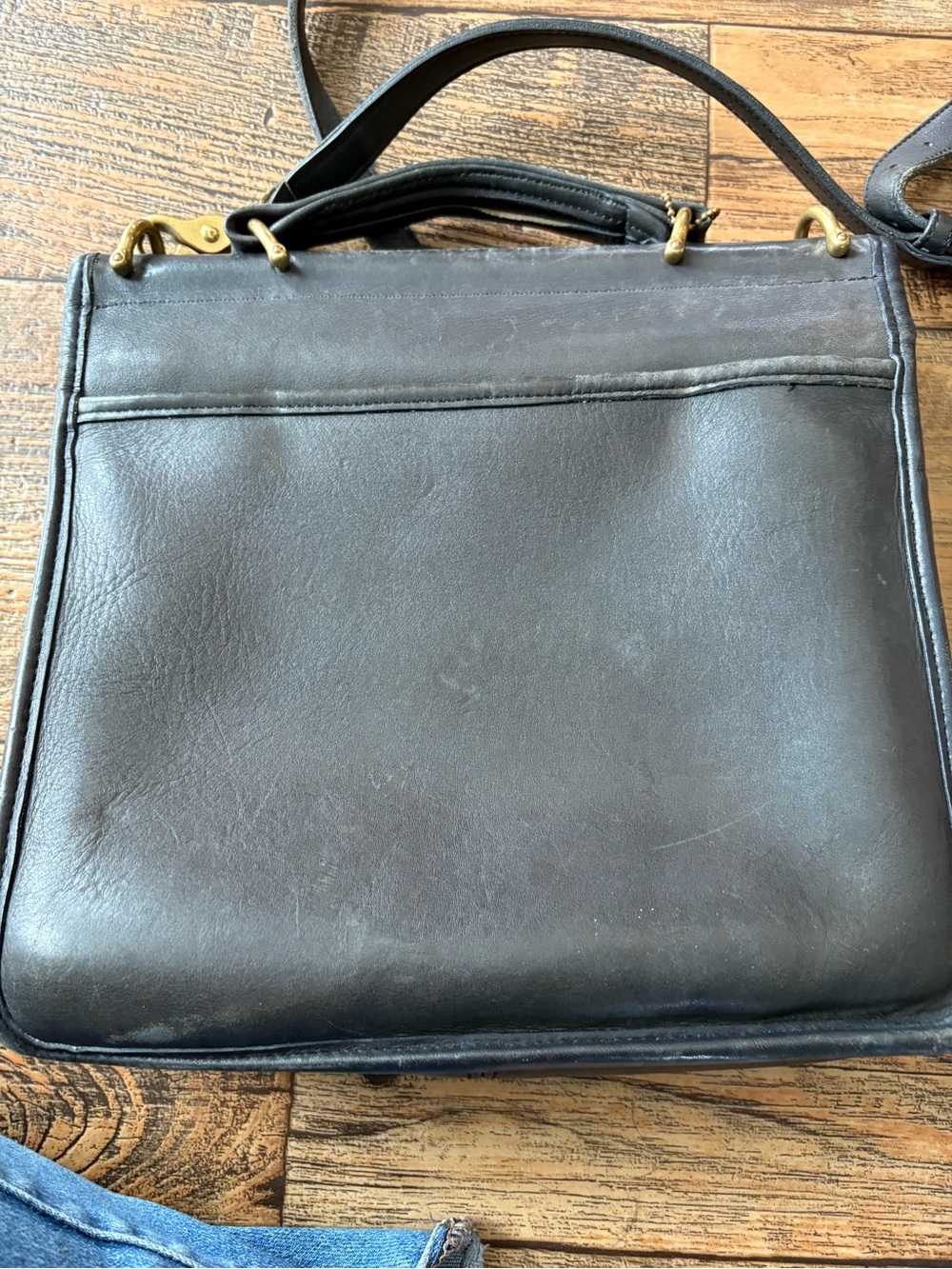 Coach Willis Dark  Gray Satchel Top Handle Bag Gold Hardware Turn Lock  Vintage - Picture 6 of 16